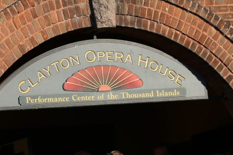 Archway with sign for Clayton Opera House